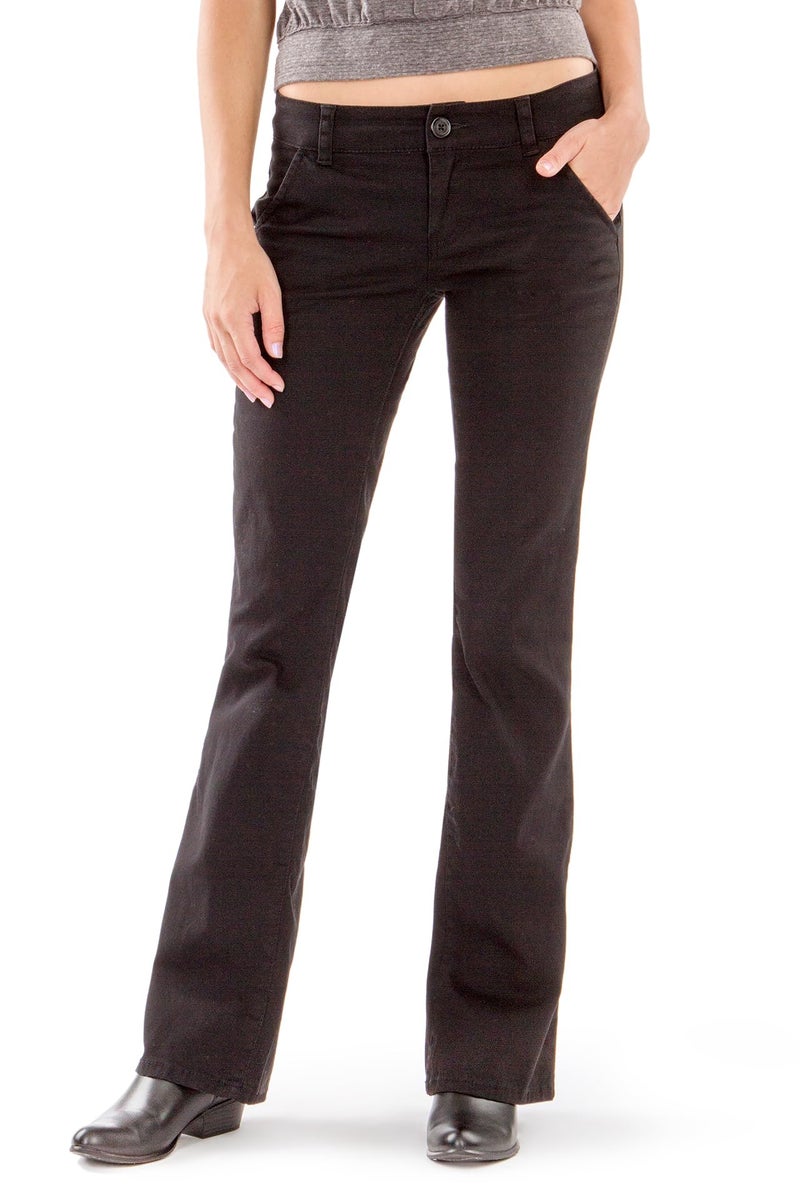 UNIONBAY womens Heather Slash Pocket Stretch Uniform Bootcut Pants, New Black, 11 US